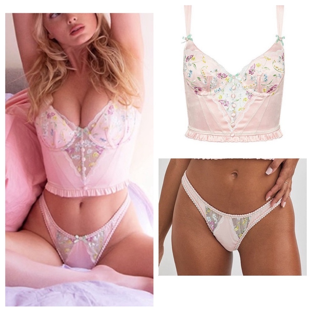 New! SET For Love & Lemons Midsummer Floral Bustier & Thong Panty 31150